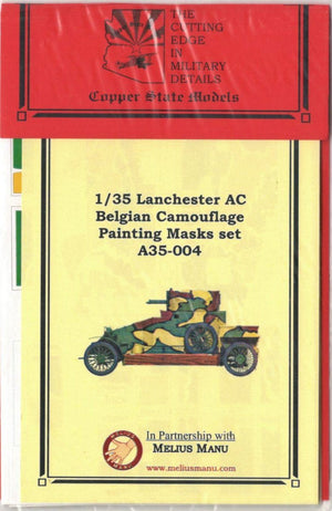 Ensemble de masques de peinture de camouflage belge pour voiture blindée Lanchester (kit CSM) Copper State Models A35-004, échelle 1/35