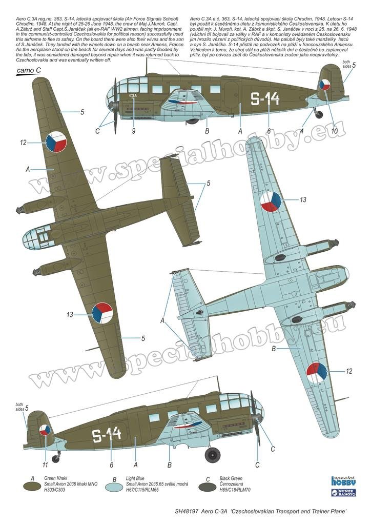 Special Hobby 48197 Aero C-3A « Avion de transport et d&amp;#39;entraînement tchécoslovaque » 1/48 – Bild 5
