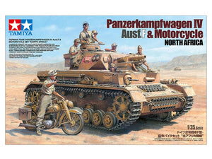 Tamiya 25208 Panzerkampfwagen IV Ausf F. &amp;amp; Moto Afrique du Nord 1/35 – immagine 2