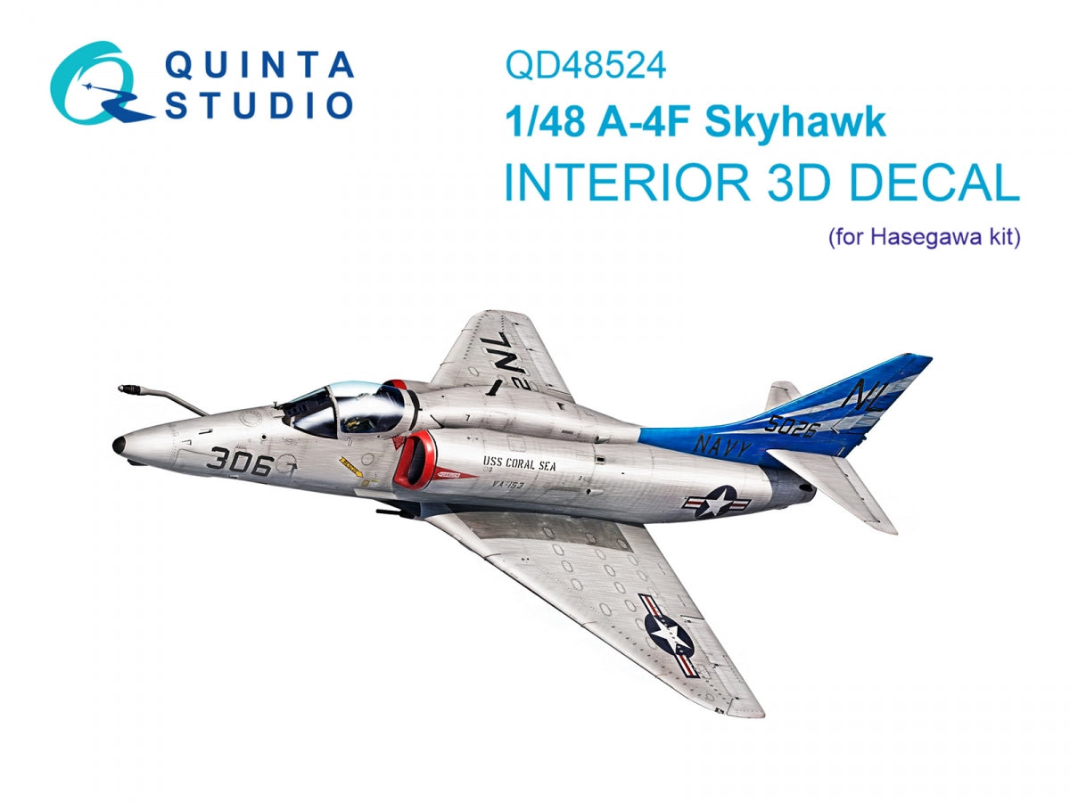 Intérieur imprimé en 3D et coloré sur papier décalcomanie Quinta Studio QD48524 A-4F (Hasegawa/Hobby2000) 1/48