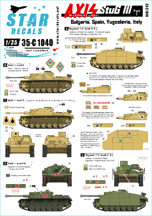 Star Decals 35-C1040 StuG III de l&amp;#39;Axe/Europe de l&amp;#39;Est (2) 1/35