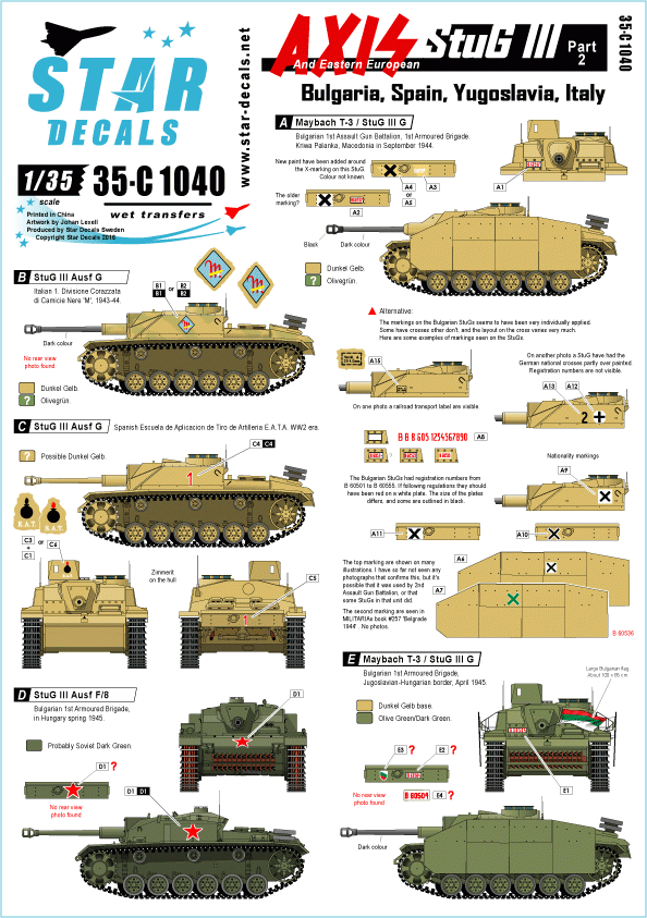 Star Decals 35-C1040 StuG III de l&amp;#39;Axe/Europe de l&amp;#39;Est (2) 1/35