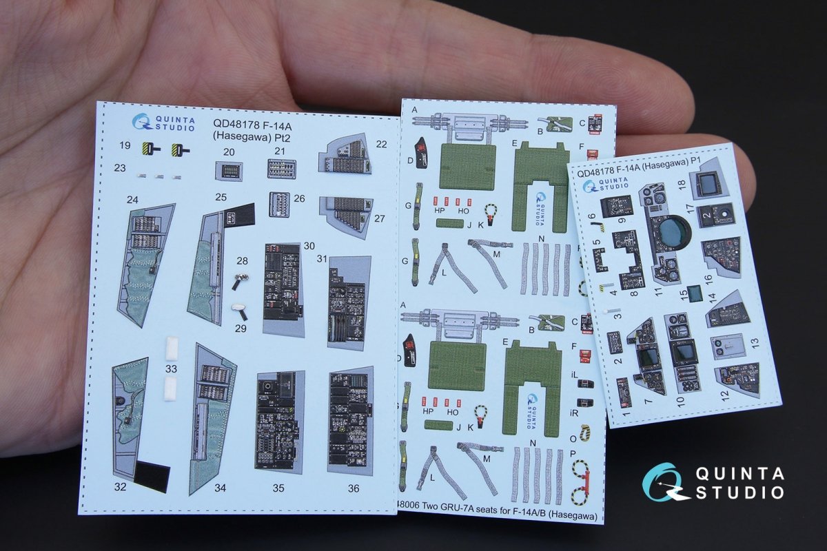 Intérieur imprimé en 3D et coloré sur papier décalcomanie Quinta Studio QD48178 F-14A (pour maquette Hasegawa) 1/48 – immagine 9