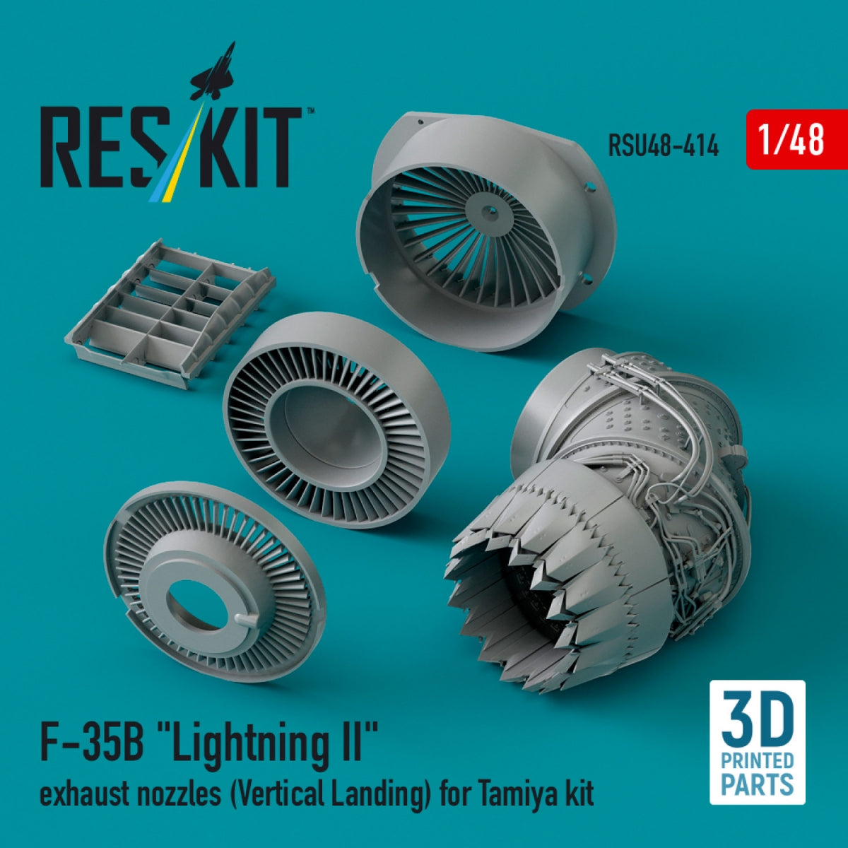 RESKIT RSU48-0414 Tuyères d&amp;#39;échappement F-35B « Lightning II » (atterrissage vertical) pour maquette Tamiya (impression 3D) 1/48  – image 2