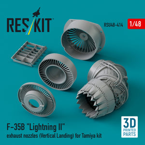 RESKIT RSU48-0414 Tuyères d&amp;#39;échappement F-35B « Lightning II » (atterrissage vertical) pour maquette Tamiya (impression 3D) 1/48  – image 2