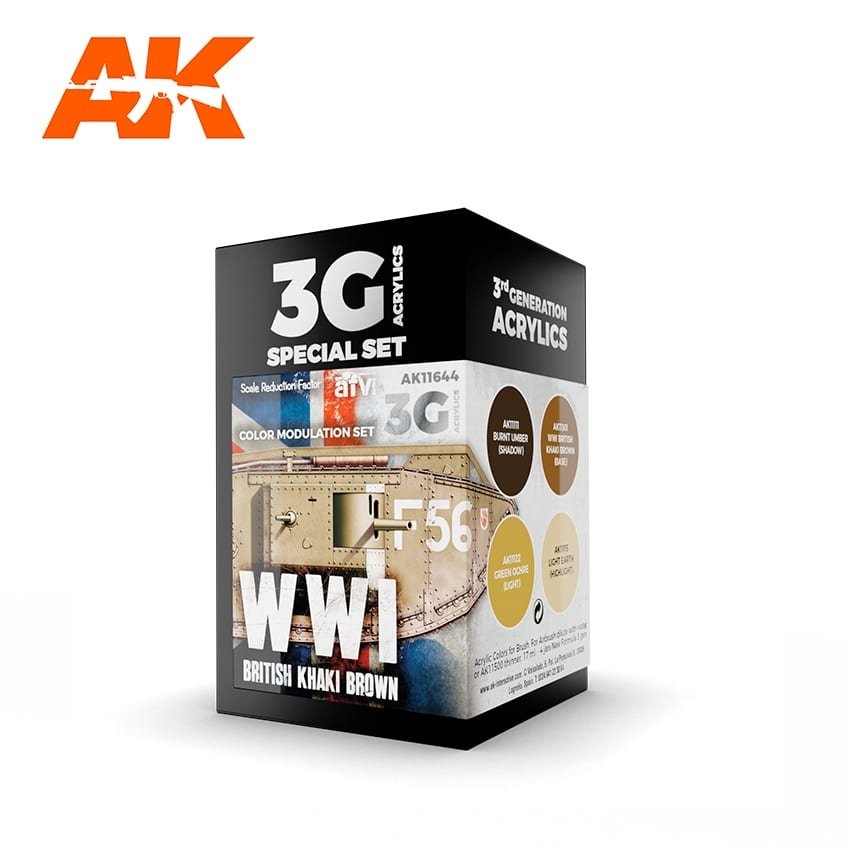 AK Interactive AK11644 Coffret de modulation de couleurs britanniques de la Première Guerre mondiale 4 x 17 ml