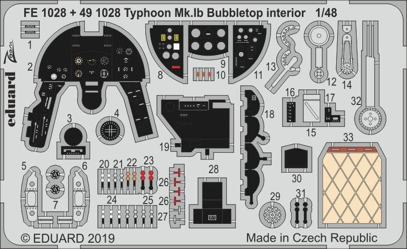 Eduard FE1028 Typhoon Mk. Ib Bubbletop 1/48 HASEGAWA, ITALERI
