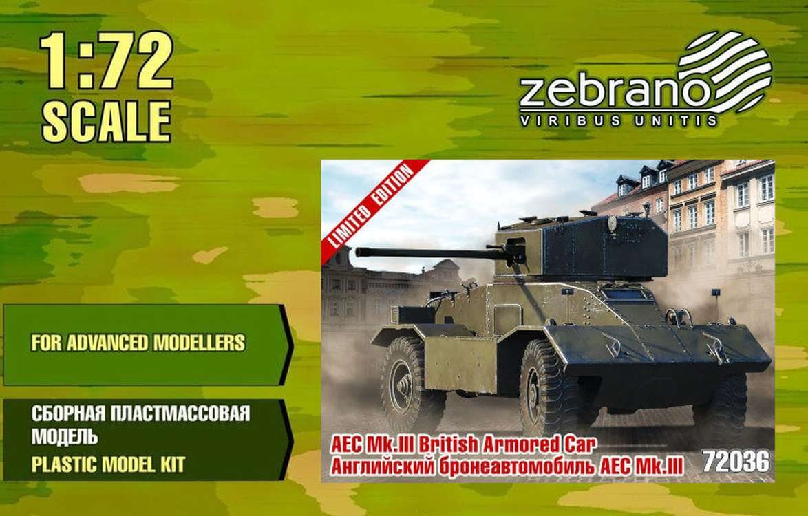 Maquette de voiture blindée britannique AEC Mk.III (réf. 72036) au 1/72