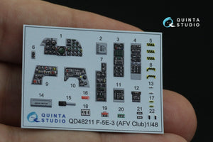 Intérieur imprimé en 3D et coloré sur papier décalcomanie Quinta Studio QD48211 F-5E-3 Tiger II (AFV Club) 1/48  – immagine 8