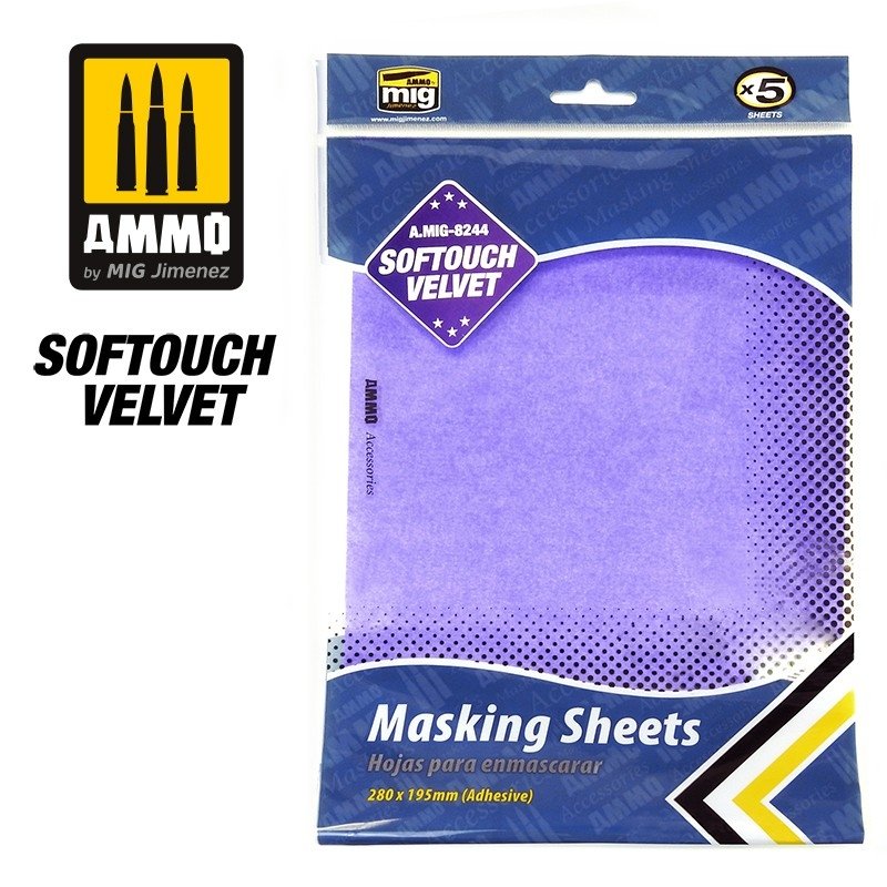 FEUILLES DE MASQUAGE EN VELOURS SOFTOUCH 280x195 mm AMMO de Mig Jimenez 8244