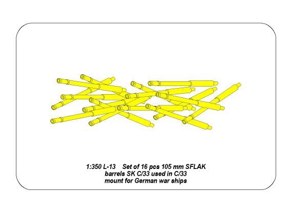 Aber 350L-13 Ensemble de 16 canons SFLAK de 105 mm SKC/33 utilisés dans l&amp;#39;affût C/31 pour les navires de guerre allemands (1/350) – immagine 5