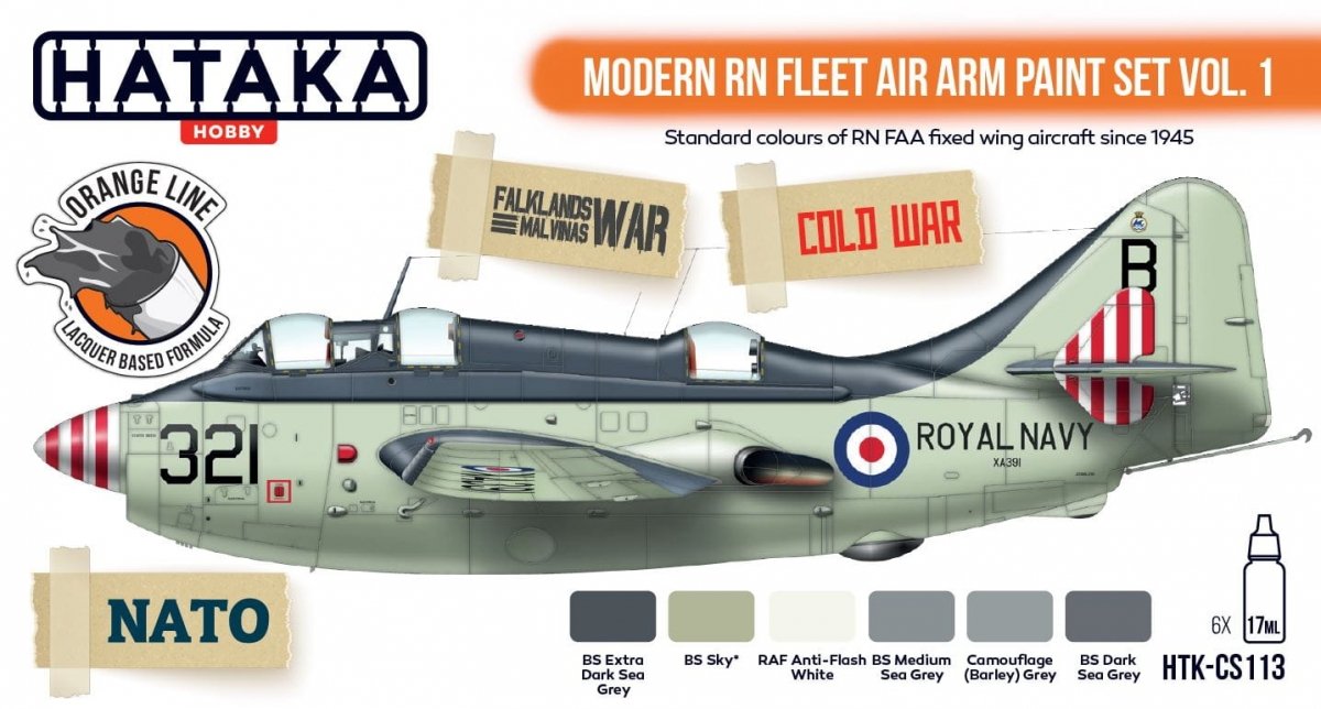 Hataka HTK-CS113 Coffret de peinture moderne pour l'aviation navale de la Royal Navy, volume 1 (6 x 17 ml)