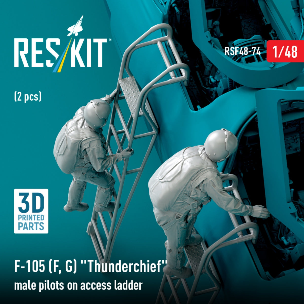 RESKIT RSF48-0074 F-105 (F, G) &amp;quot;Thunderchief&amp;quot; male pilots on access ladder (2 pcs) (3D Printed) 1/48 – zdjęcie 3