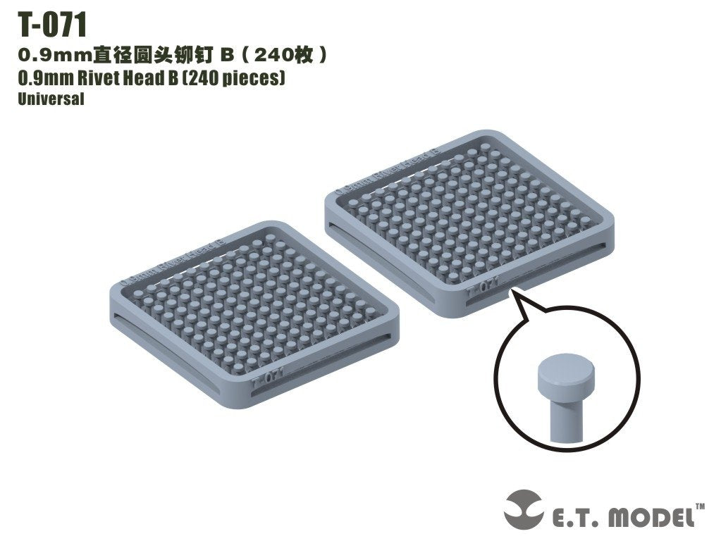 Rivets à tête B modèle T-071 de 0,9 mm (240 pièces)