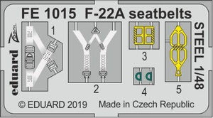 Ceintures de sécurité Eduard FE1015 F-22A en acier Hasegawa 1/48