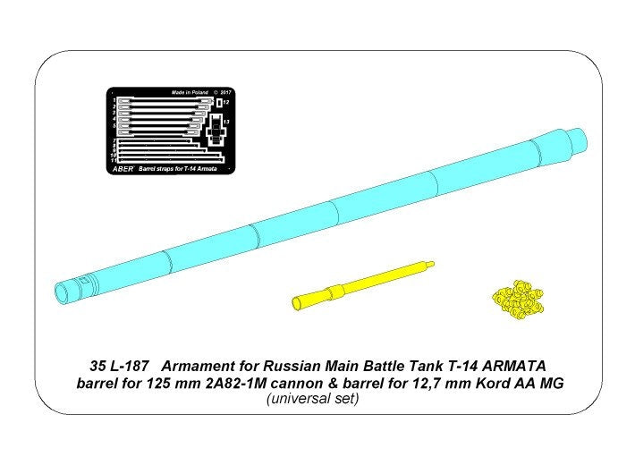 Armement Aber 35L-187 pour char de combat principal russe T-14 ARMATA : canon de 125 mm 2A82-1M et canon de 12,7 mm à l&amp;#39;échelle 1/35. – Bild 12