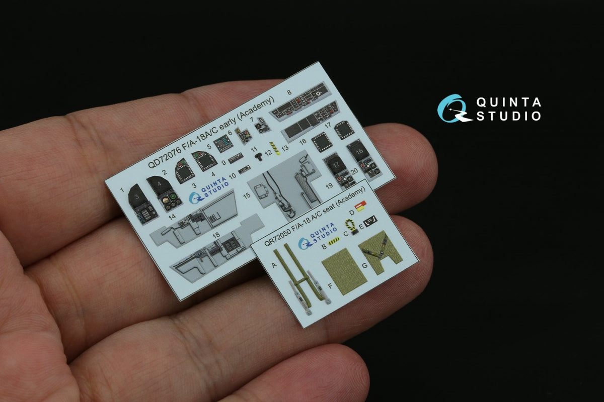 Intérieur imprimé en 3D et coloré sur papier décalcomanie Quinta Studio QD72076 F/A-18A/C (première génération) (Academy) 1/72  – image 2