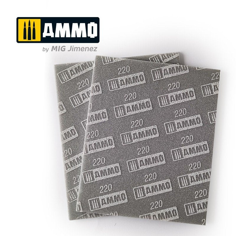 Feuille d&amp;#39;éponge abrasive Ammo of Mig 8557, grain 220