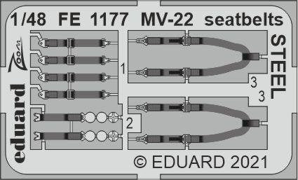 Ceintures de sécurité Eduard FE1177 MV-22 en acier Hobby Boss 1/48