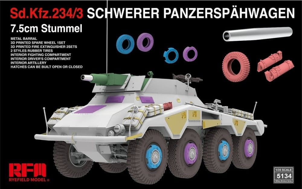 Modèle de champ de seigle 5134 Sd.Kfz. 234/3 Schwerer Panzerspahwagen 7.5cm Stummel 1/35 – immagine 2