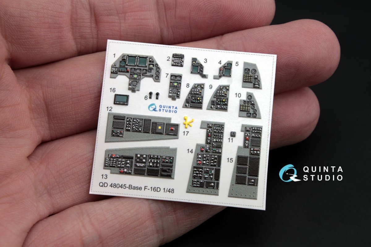 Intérieur imprimé en 3D et coloré sur papier décalcomanie pour le kit Kinetic (QD48045 F-16D (blocs 30/40/50) de Quinta Studio) à l&amp;#39;échelle 1/48 – immagine 3