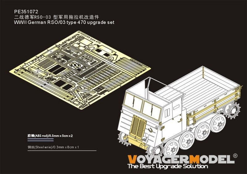 Kit de mise à niveau Voyager Model PE351072 pour maquettes allemandes RSO/03 type 470 de la Seconde Guerre mondiale (échelle 1/35) de Dragon