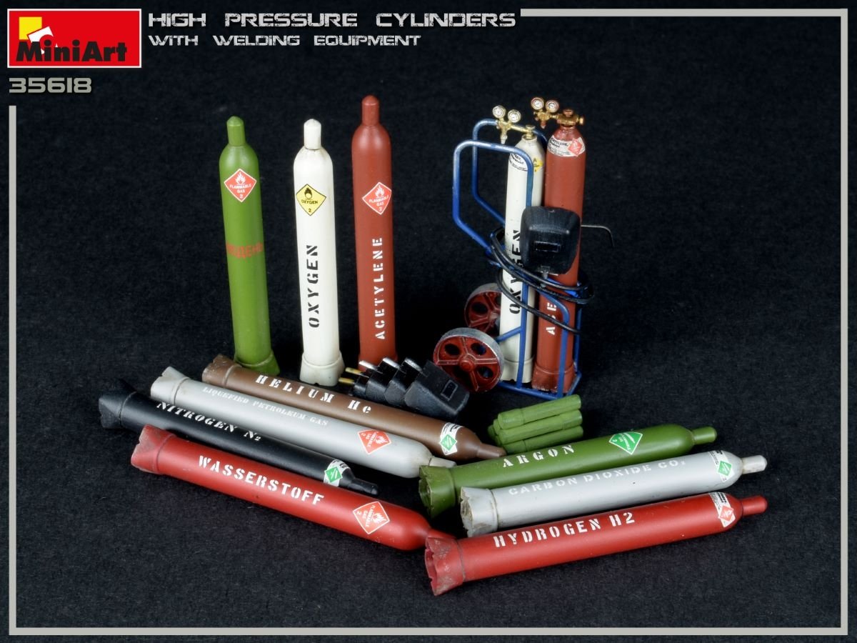 MiniArt 35618 CYLINDRES HAUTE PRESSION AVEC ÉQUIPEMENT DE SOUDAGE 1/35 – immagine 5