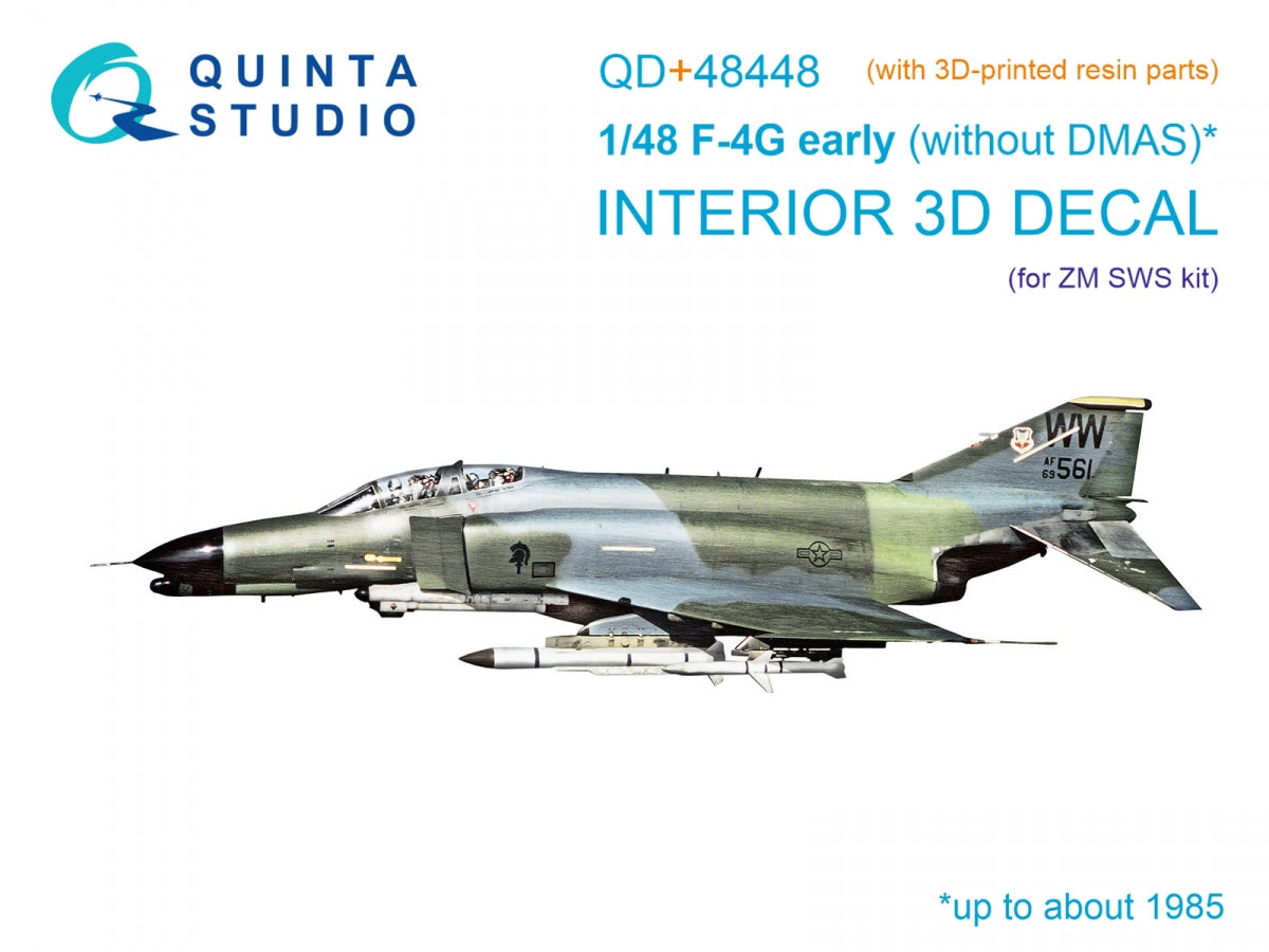 Quinta Studio QD+48448 F-4G (première version) - Intérieur imprimé en 3D et coloré sur papier décalcomanie (Zoukei Mura SWS) (avec pièces en résine imprimées en 3D) 1/48