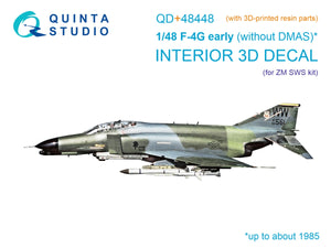 Quinta Studio QD+48448 F-4G (première version) - Intérieur imprimé en 3D et coloré sur papier décalcomanie (Zoukei Mura SWS) (avec pièces en résine imprimées en 3D) 1/48