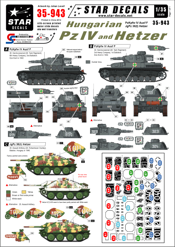 Star Decals 35-943 PzKpfw Hongrois IV et Hetzer 1/35 