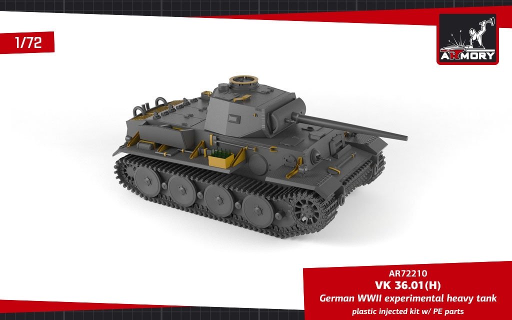 Armory Models 72210 VK 36.01(H) Char lourd expérimental allemand de la Seconde Guerre mondiale, échelle 1/72 – image 9