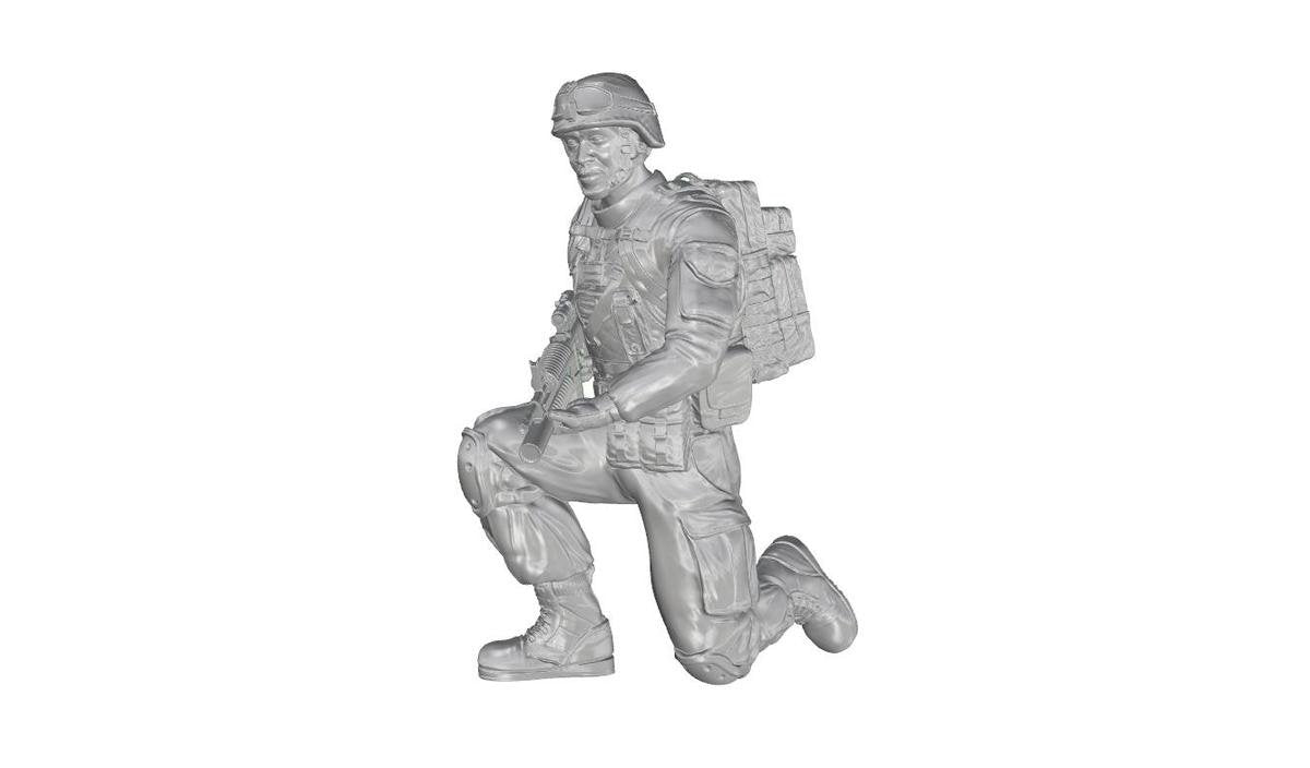CMK F48332 Soldat agenouillé (sur le genou gauche), escouade d&amp;#39;infanterie de l&amp;#39;armée américaine, 2e division (partie 2) 1/48