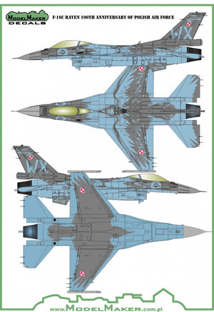 Décalcomanies ModelMaker MD48138 F-16C RAVEN polonais, 100e anniversaire de l&amp;#39;armée de l&amp;#39;air polonaise - jeu de masques 1/48