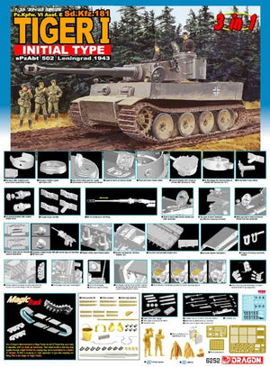 Dragon 6252 Pz.Kpfw. VIAusf. E (Sd.Kfz. 181) Tigre I de type initial (3 en 1)  – image 2