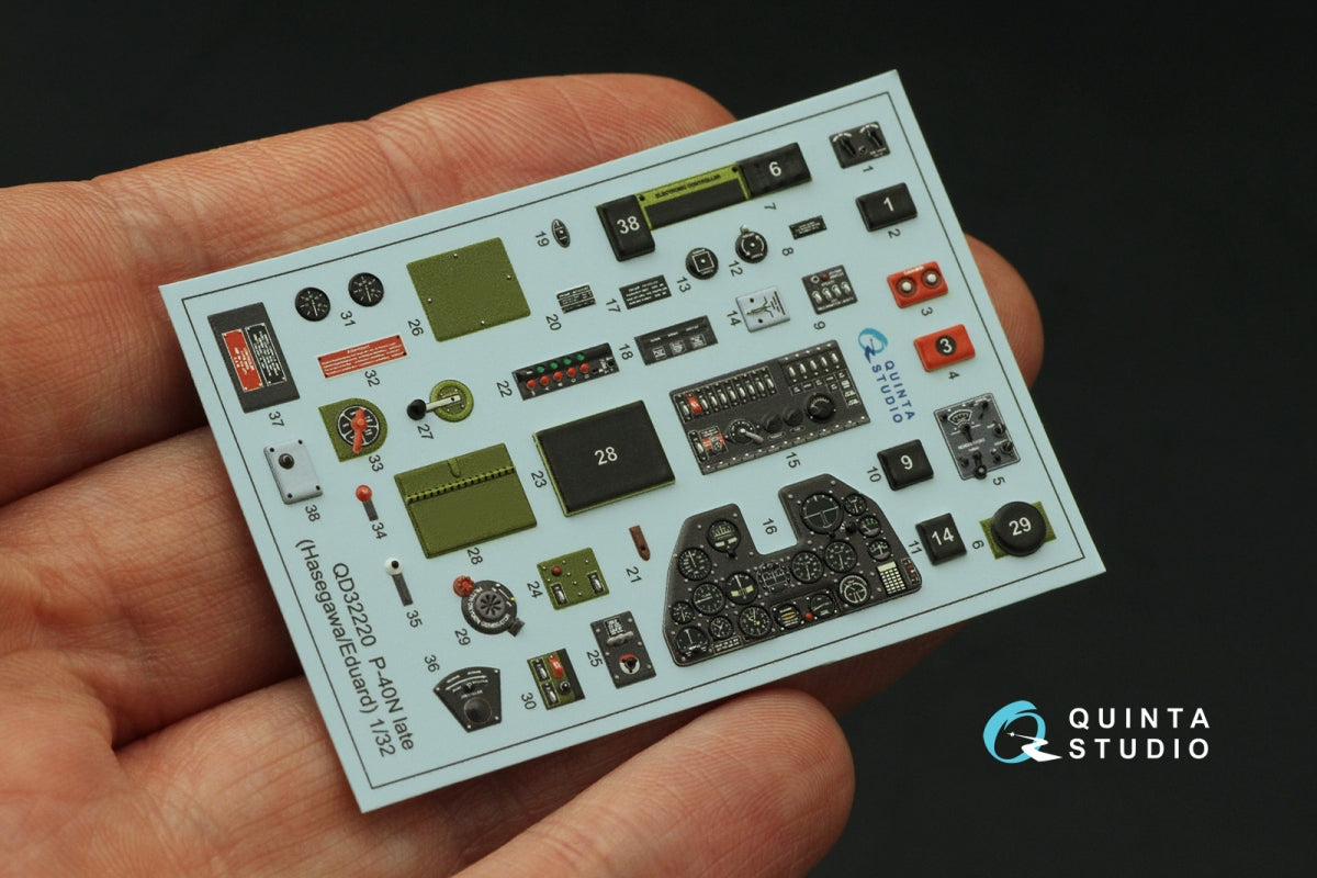 Quinta Studio QD32220 P-40N late 3D-Printed coloured Interior on decal paper (Hasegawa/Eduard) 1/32 – zdjęcie 4