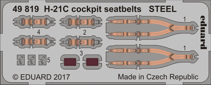 Ceintures de sécurité de cockpit Eduard 49819 H-21C ACIER ITALERI 1/48