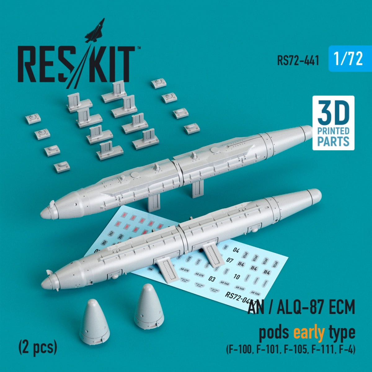 RESKIT RS72-0441 AN / ALQ-87 ECM PODS TYPE ANCIEN (2 PIÈCES) (IMPRIMÉ EN 3D) 1/72
