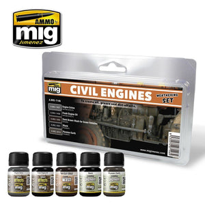 AMMO de Mig Jimenez 7146 KIT DE VIEILLISSEMENT DES MOTEURS CIVILS