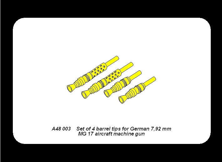 Aber A48 003 Jeu de 4 embouts de canon pour mitrailleuses d&amp;#39;avion allemandes MG 17 de 7,92 mm (1/48) – immagine 5