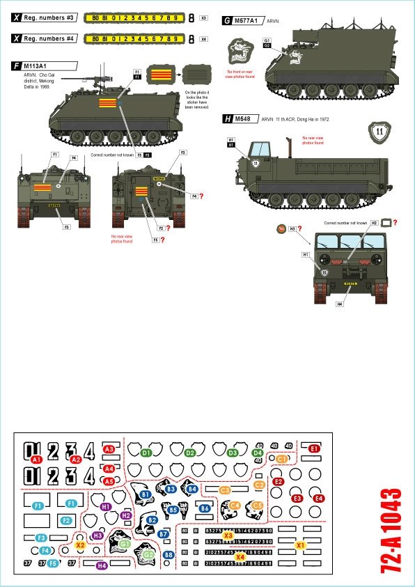 Star Decals 72-A1043 Vietnam 2. M113A1, M113 avec canon sans recul, M132 Zippo, porte-munitions M548, M577 1/72 – image 2