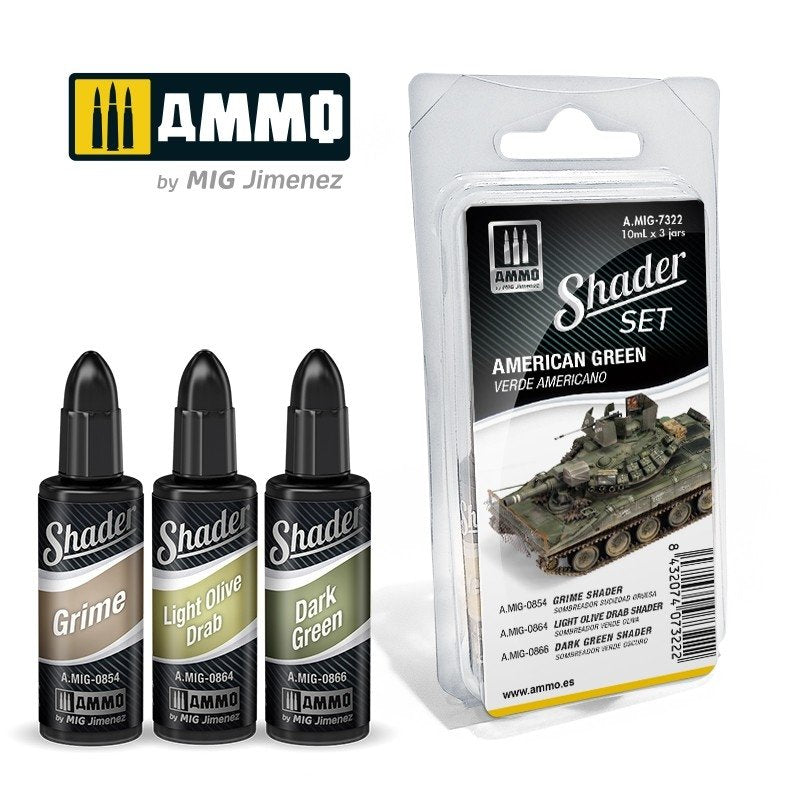 Munitions pour Mig 7322 SHADER Set Vert Américain 3x10ml