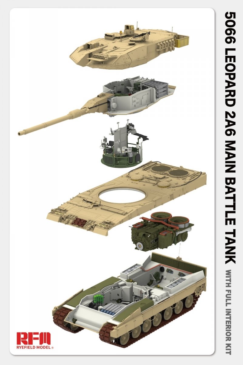 Maquette Rye Field 5066 Leopard 2 A6 - Intérieur complet 1/35 – image 6