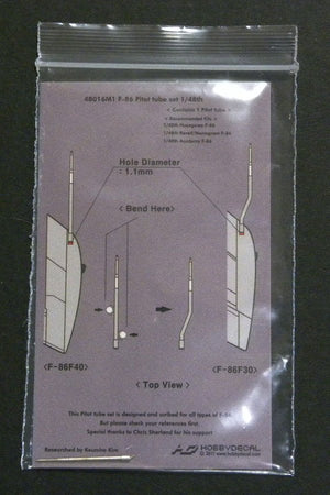 HobbyDecal MT48016V1 Ensemble de tubes Pitot F-86 1/48
