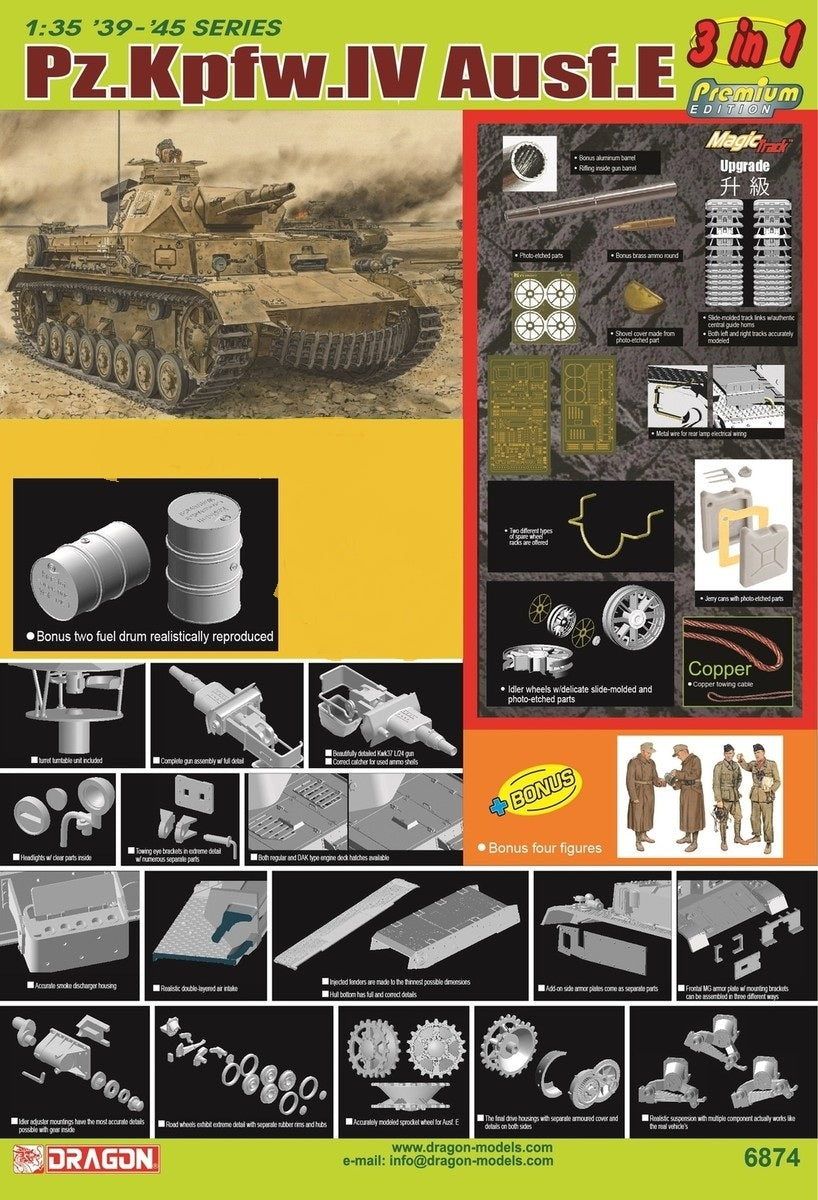 Dragon 6874 Pz.Kpfw. IV Ausf. E 3 en 1 Édition Premium 1/35
