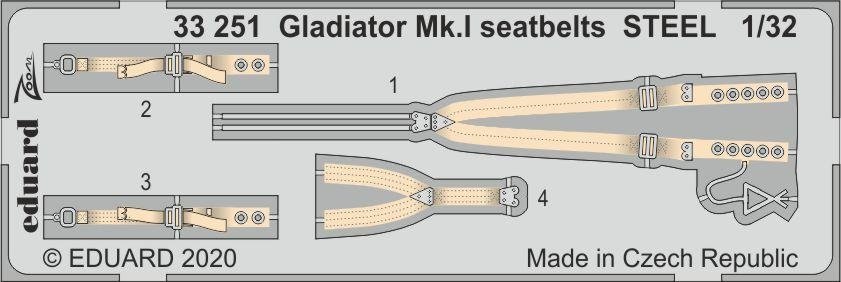 Ceintures de sécurité Eduard 33251 Gladiator Mk.I en acier pour ICM 1/32
