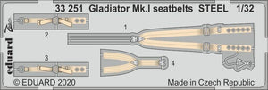 Ceintures de sécurité Eduard 33251 Gladiator Mk.I en acier pour ICM 1/32