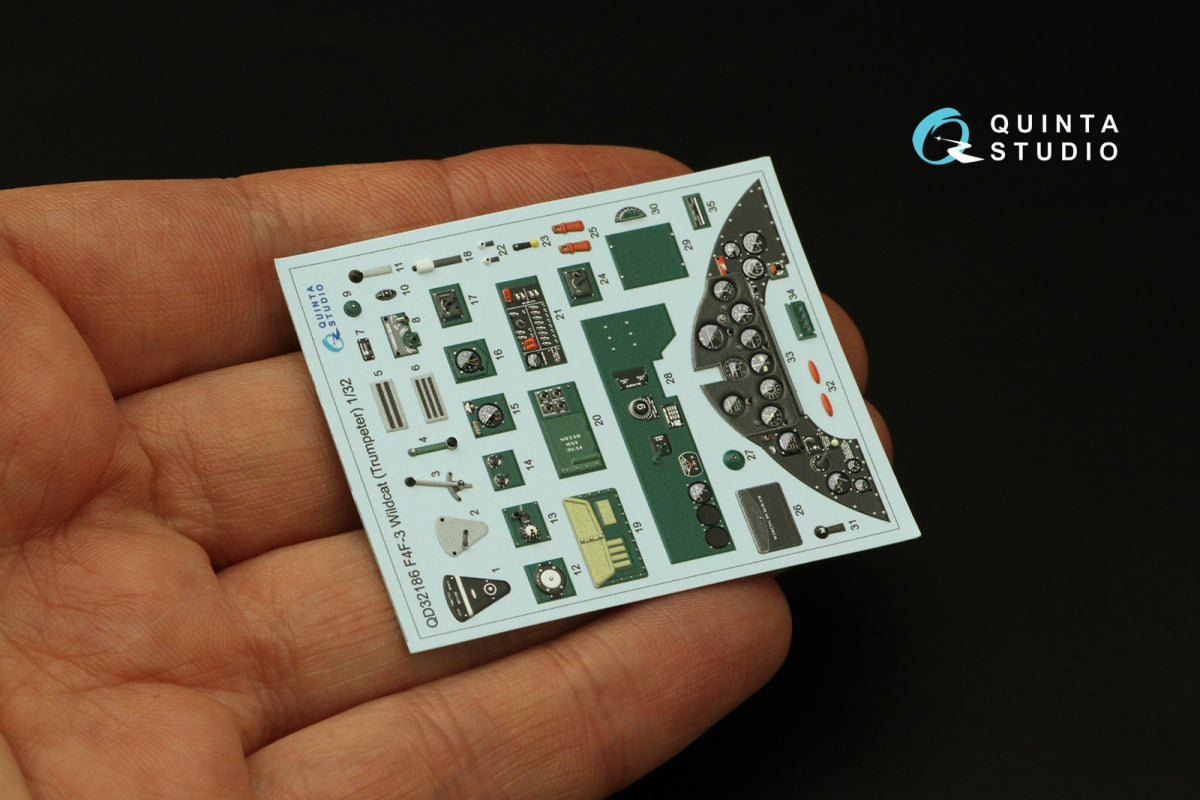 Intérieur coloré imprimé en 3D sur papier décalcomanie pour F4F-3 Wildcat (Trumpeter) de Quinta Studio QD32186, échelle 1/32  – image 3