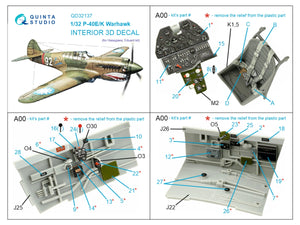 Intérieur imprimé en 3D et coloré sur papier décalcomanie Quinta Studio QD32137 P-40E/K (Hasegawa) 1/32  – image 2