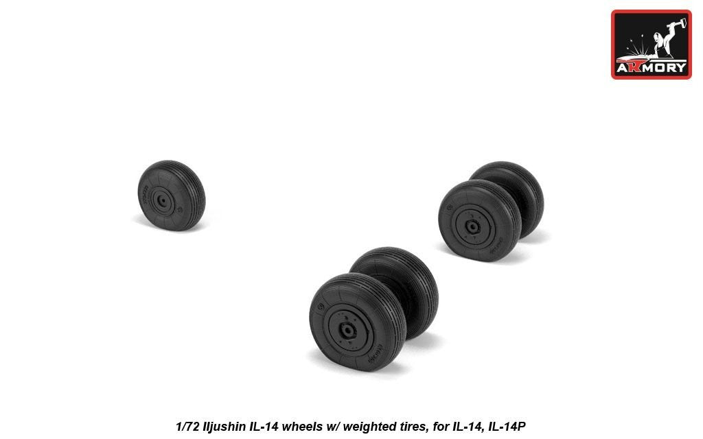 Armory Models AW72059 Iljushin IL-14 Roues de caisse avec pneus lestés 1/72 – immagine 3