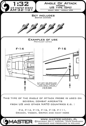 Sondes d&amp;#39;angle d&amp;#39;attaque Master AM-32-101, type américain (5 pièces) (1/32) – image 3